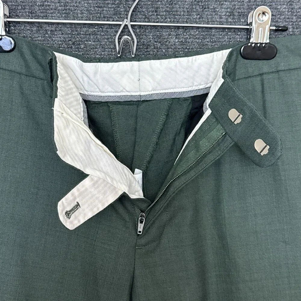 J.Crew Bowery Dress Pants Mens 33/30 Olive Green Wool Slim Fit G7124 Classic